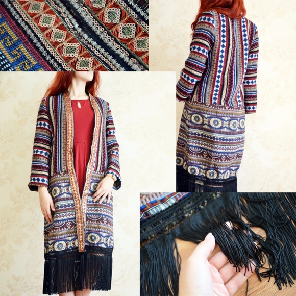 🎉HP🎉 Bohoartist Embroidered Fringe Sequin Coat - Picture 8 of 8